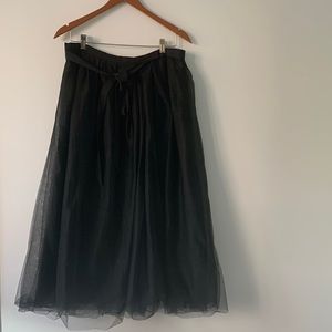 J. Crew black tulle skirt ballet ribbon US 14